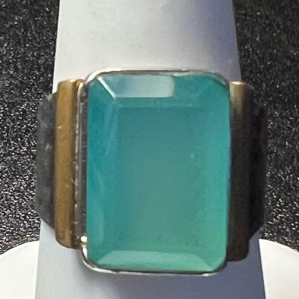 Turquoise Green Rectangular Stone Ring - Women's Fashion Ring